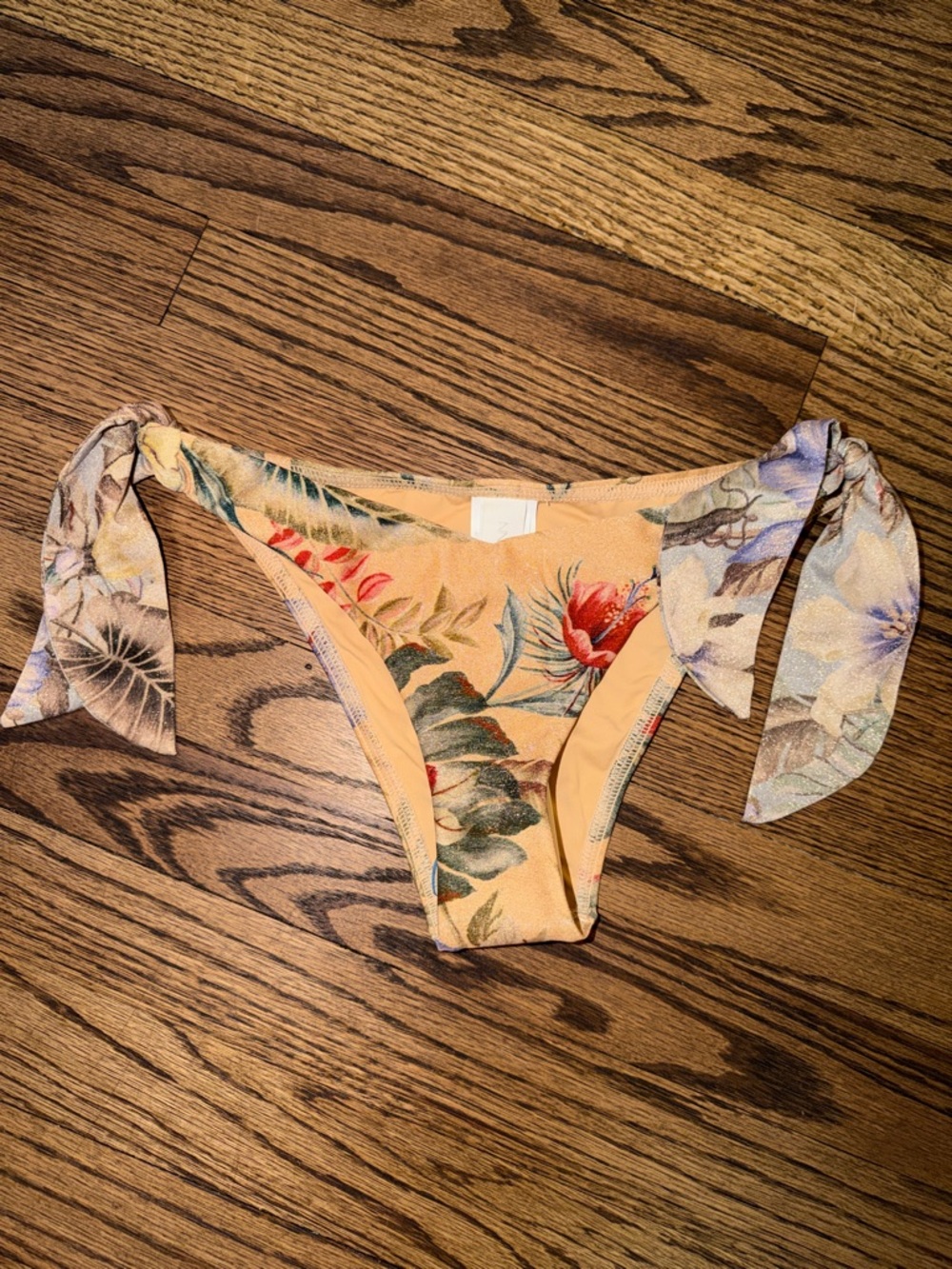 Zimmermann Peach Floral Tie Bikini Bottom